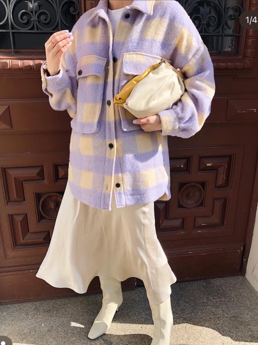 Zara Lavender & Cream Check Shacket Jacket - S/M